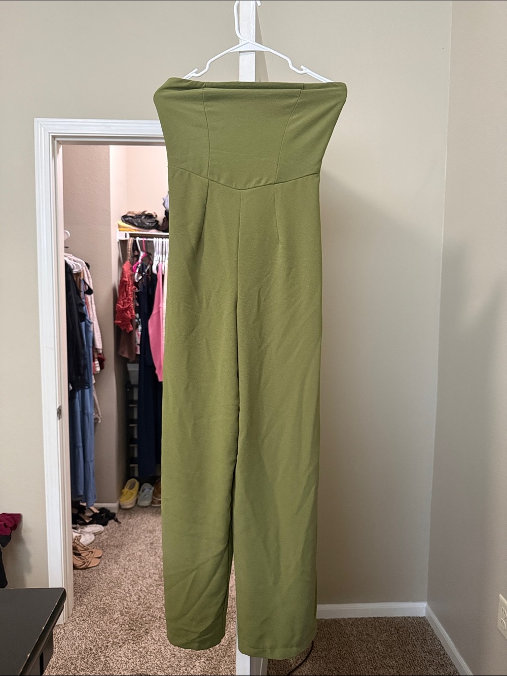 wild fable Olive Green Strapless Wide-Leg Jumpsuit